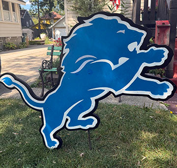 Lions Blue Yard Cutout Sign