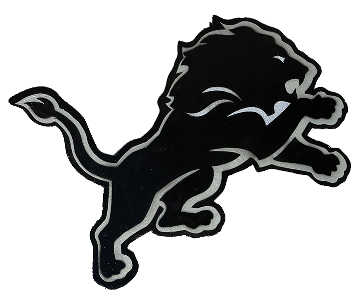 Lions Motor City Black logo sign